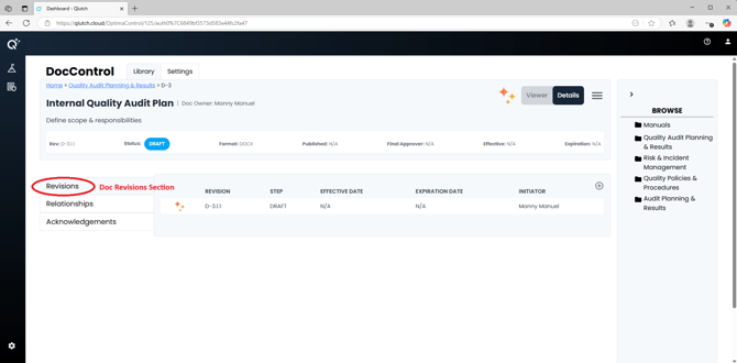 2. Doc Revisions Screenshot