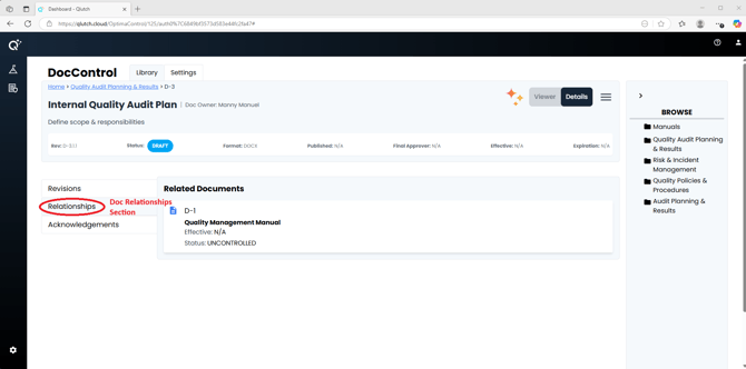 3. Doc Relationships Screenshot