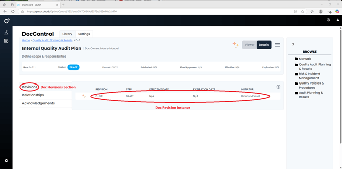 4. Doc Revision Instance Screenshot