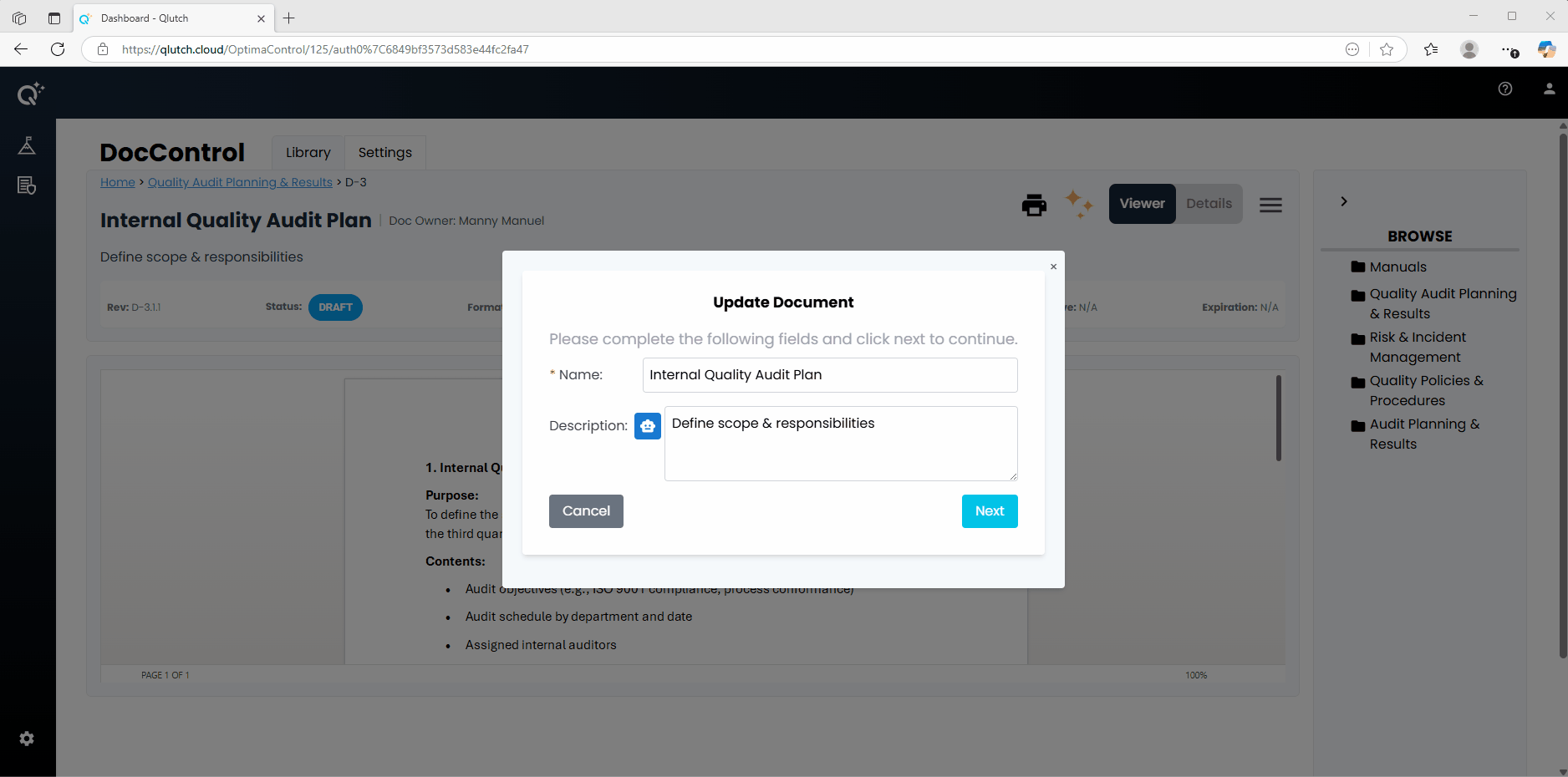 4. DocControl Update Settings