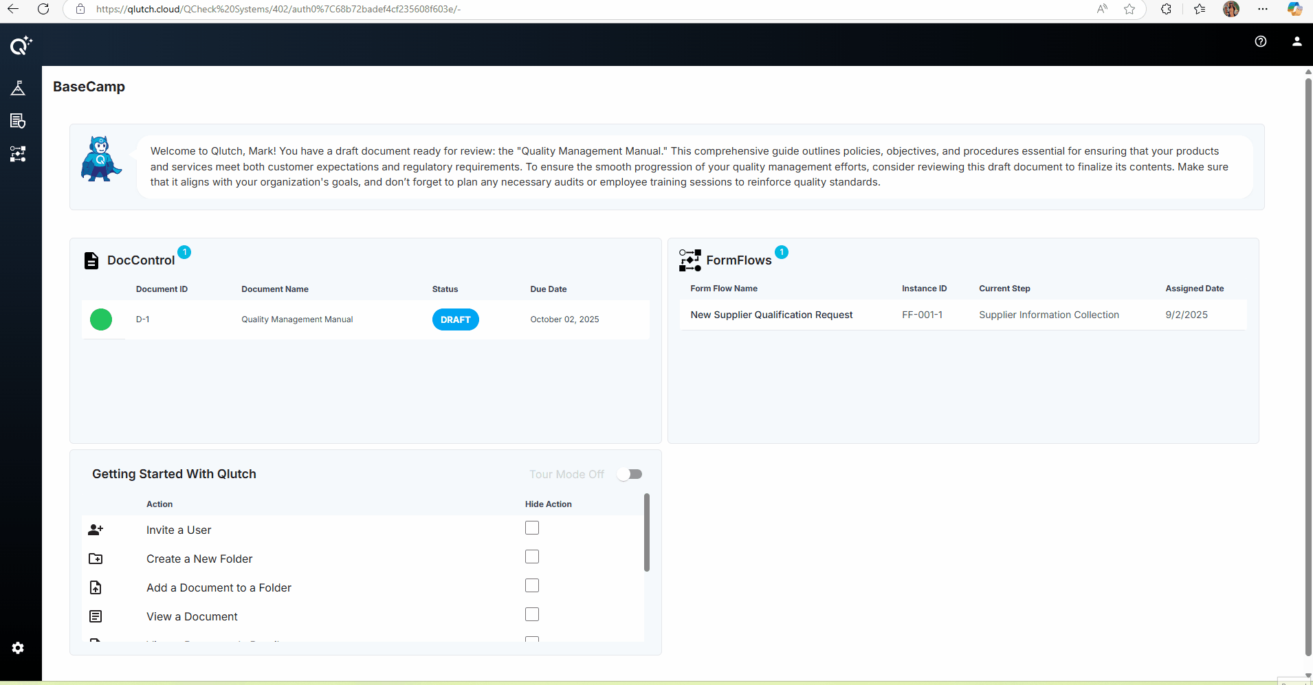 Clicking on DocControl item in BC