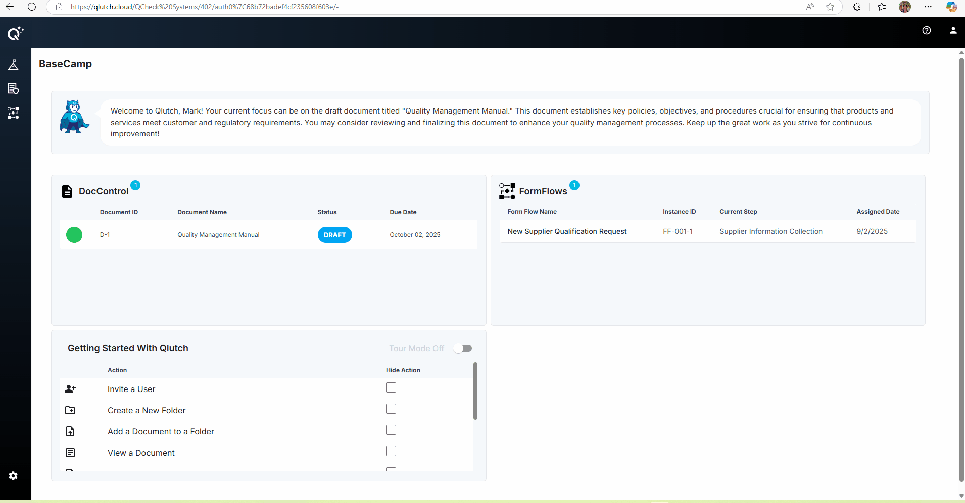 Clicking on FormFlow item in BC