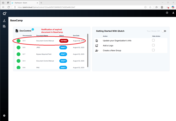 Doc Expiration Notice in BaseCamp