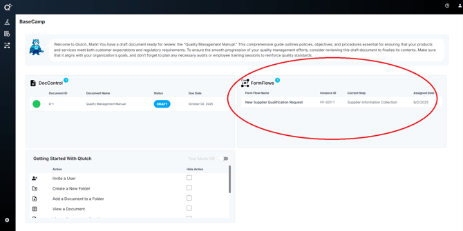 Location of FormFlows in BaseCamp PNG