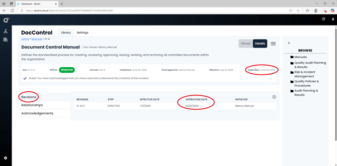 Revisions Screenshot